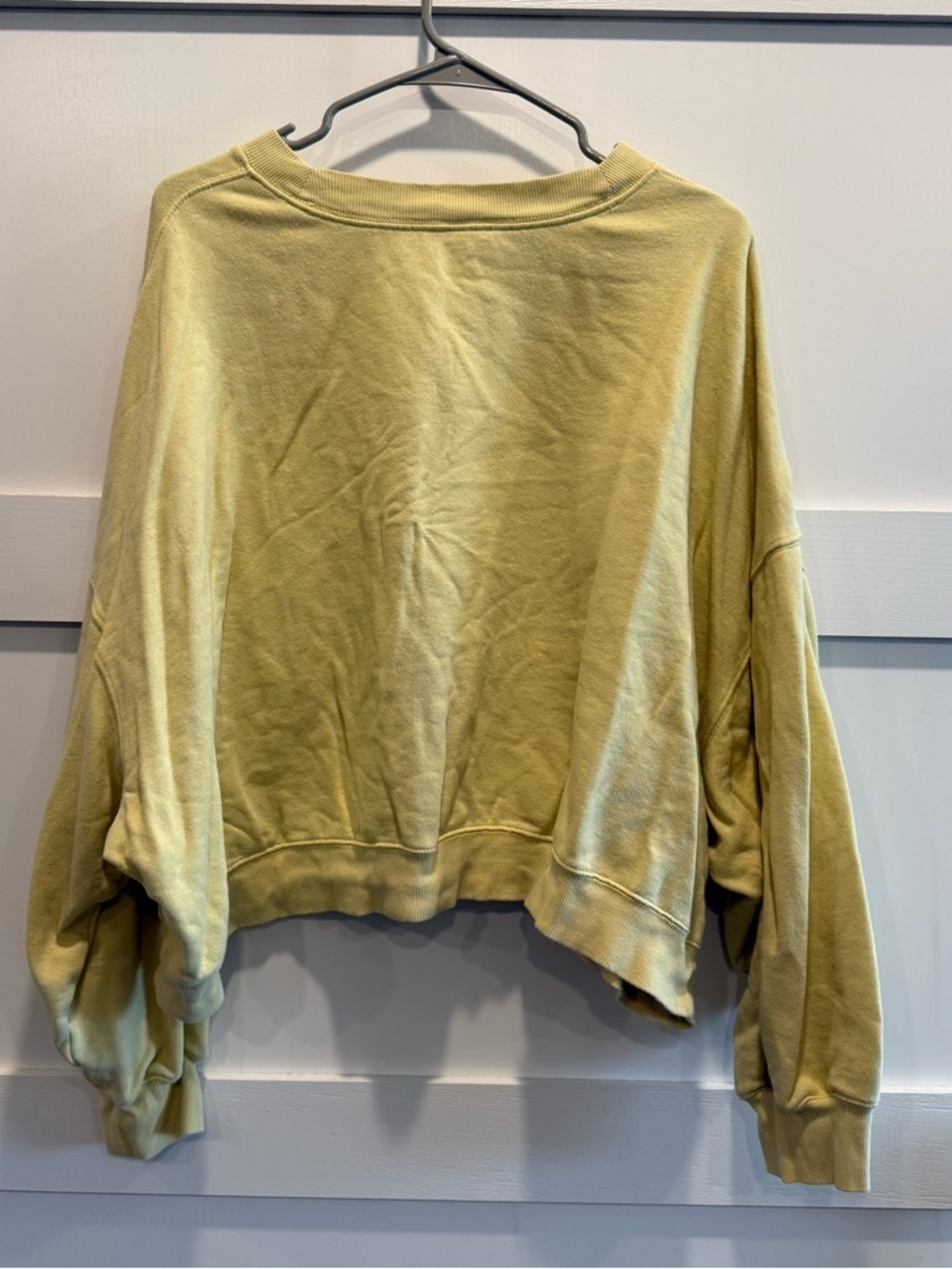 Pastel Yellow Cropped Crewneck Sweatshirt - Picture 6 of 7